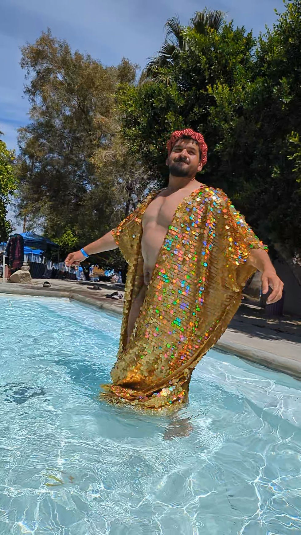 Thumbnail: New Holographic Gold and Silver Sequin Kaftan and Robe