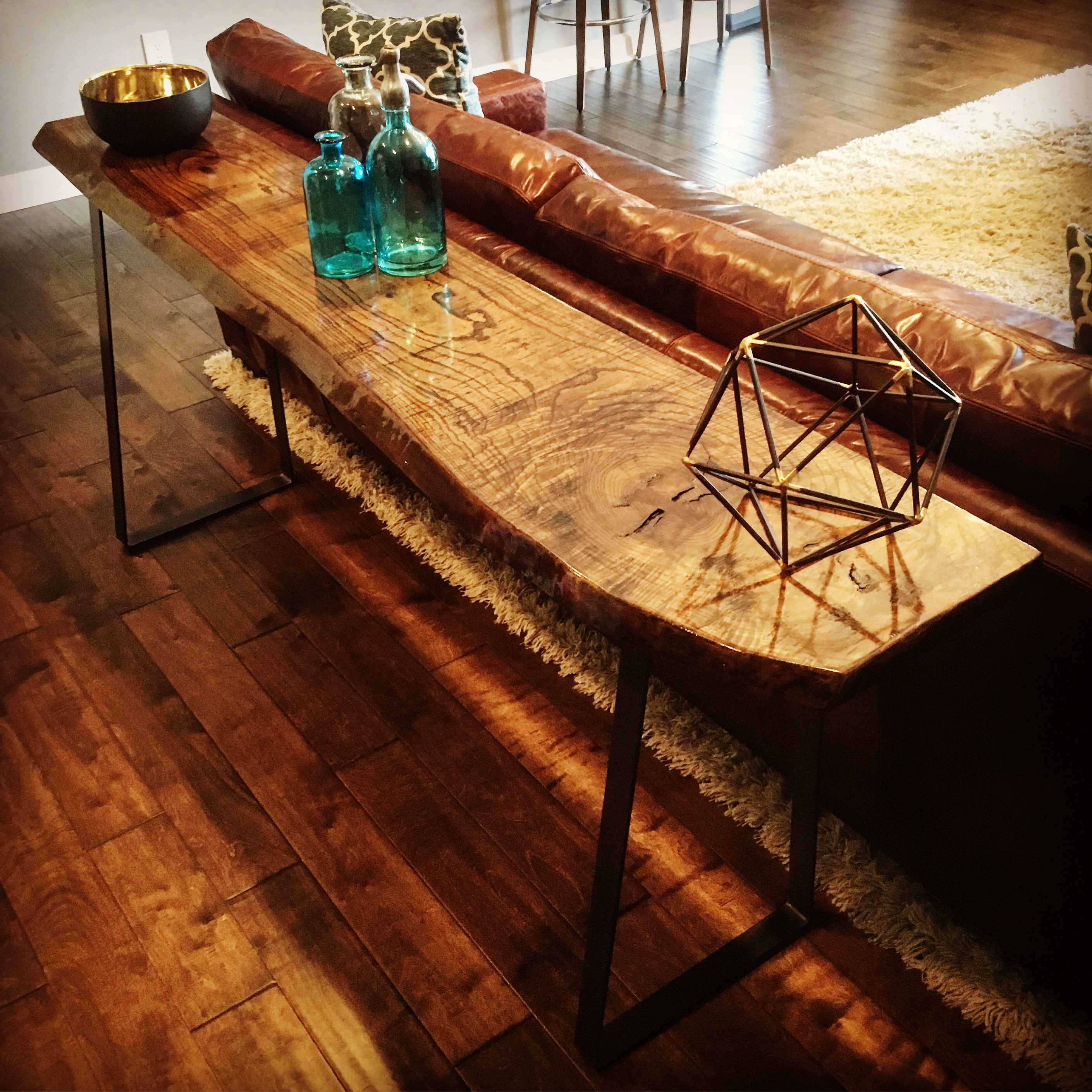 Live Edge Ash Walnut Console Table