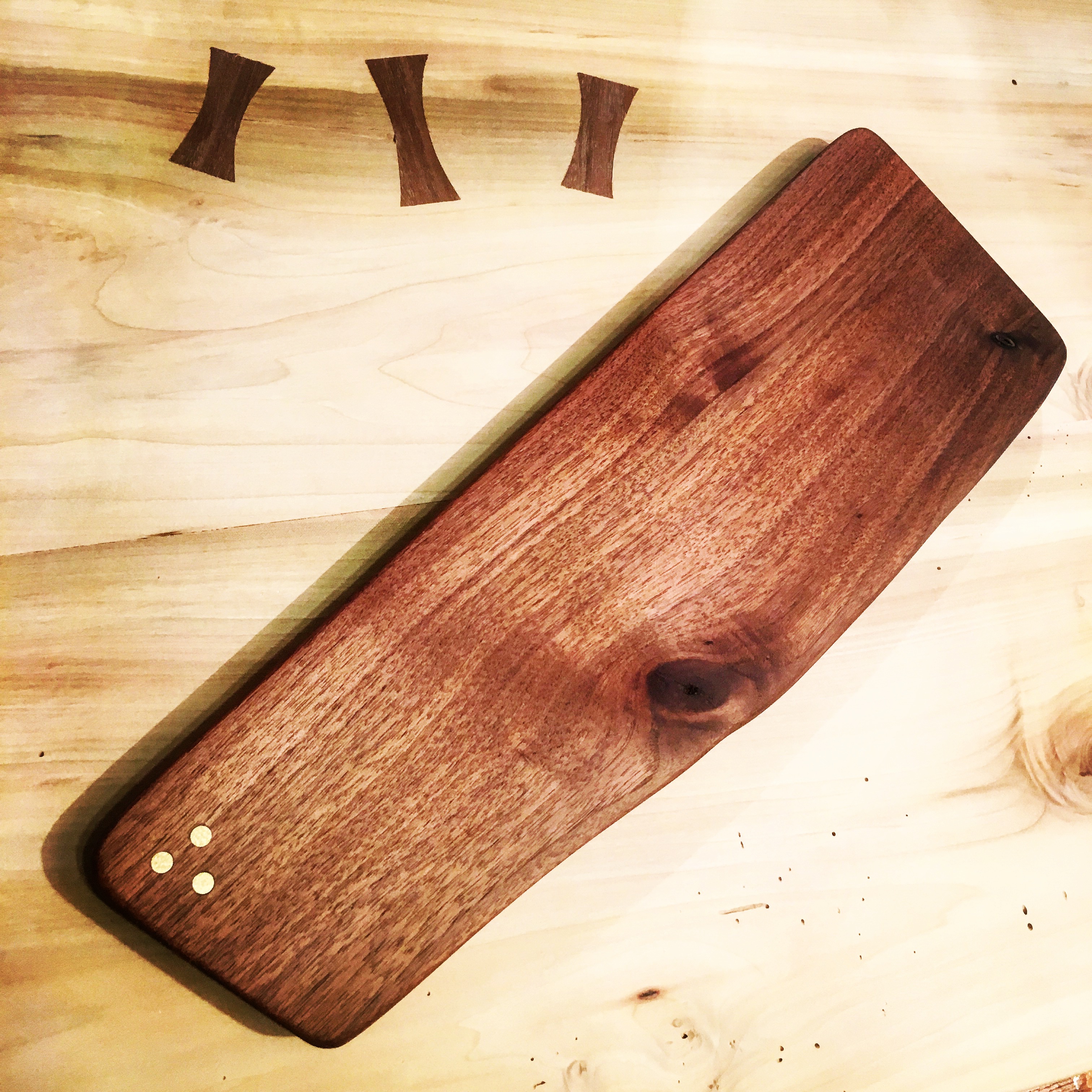 Serving Board with Brass Inlays