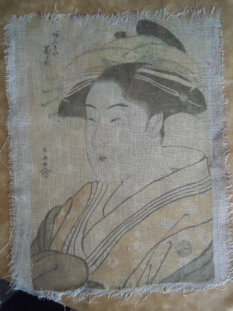 Image printed on cheesecloth.