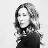 black and white headshot of woman
