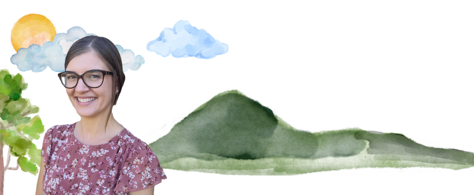 Author C.L. Edwin with water colour scenic background