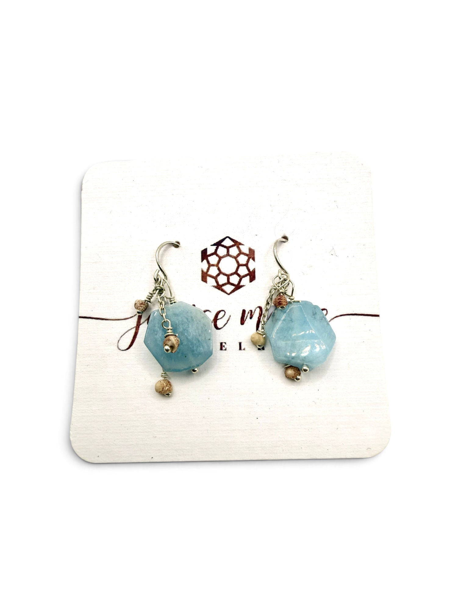 Aquamarine and Kahelelani Shell Earrings