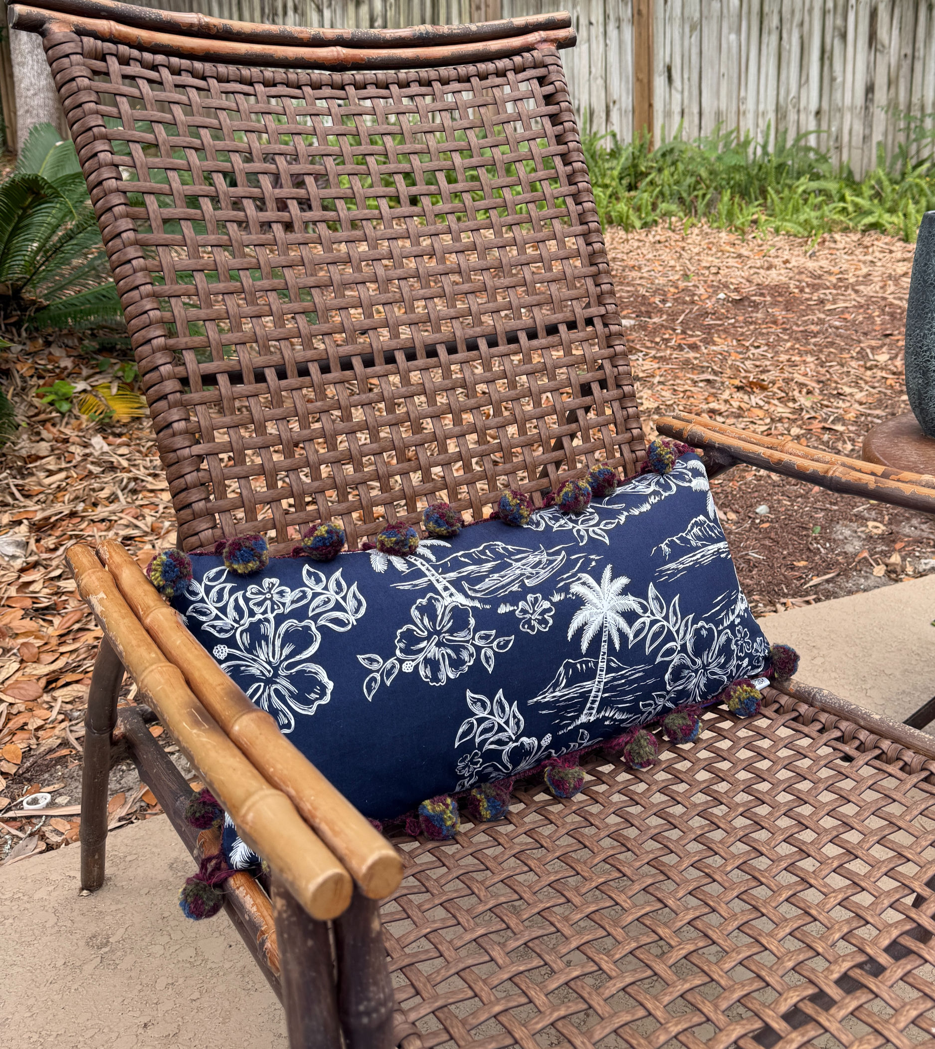 Pair of Blue Paradise Pom Pillow Covers
