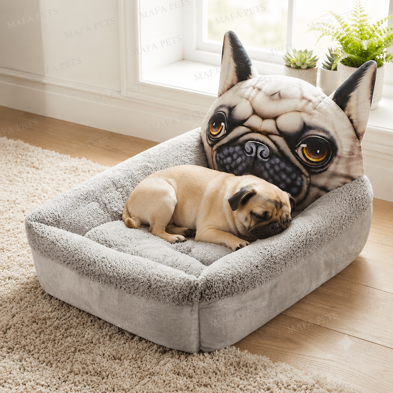 3D Cartoon Cube Dog Bed – Warm Pet House