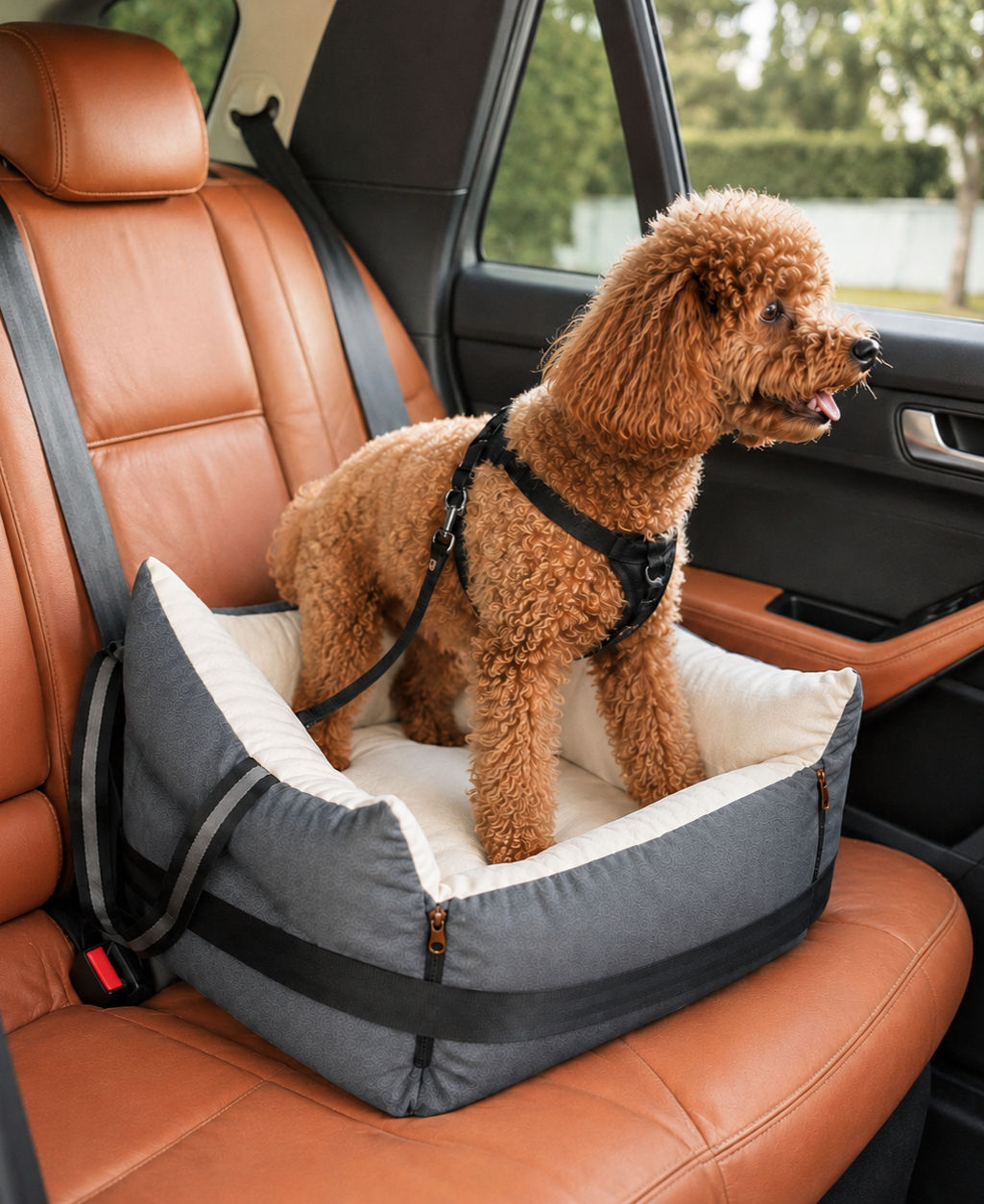 Pet Car Safety Seat with Removable Washable Cushion