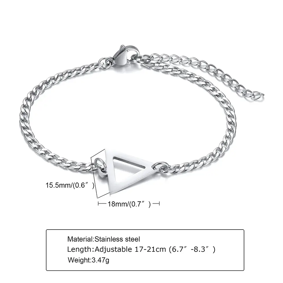 Thumbnail: Men's Bracelet,  Triangle Chain Bracelets, Silver