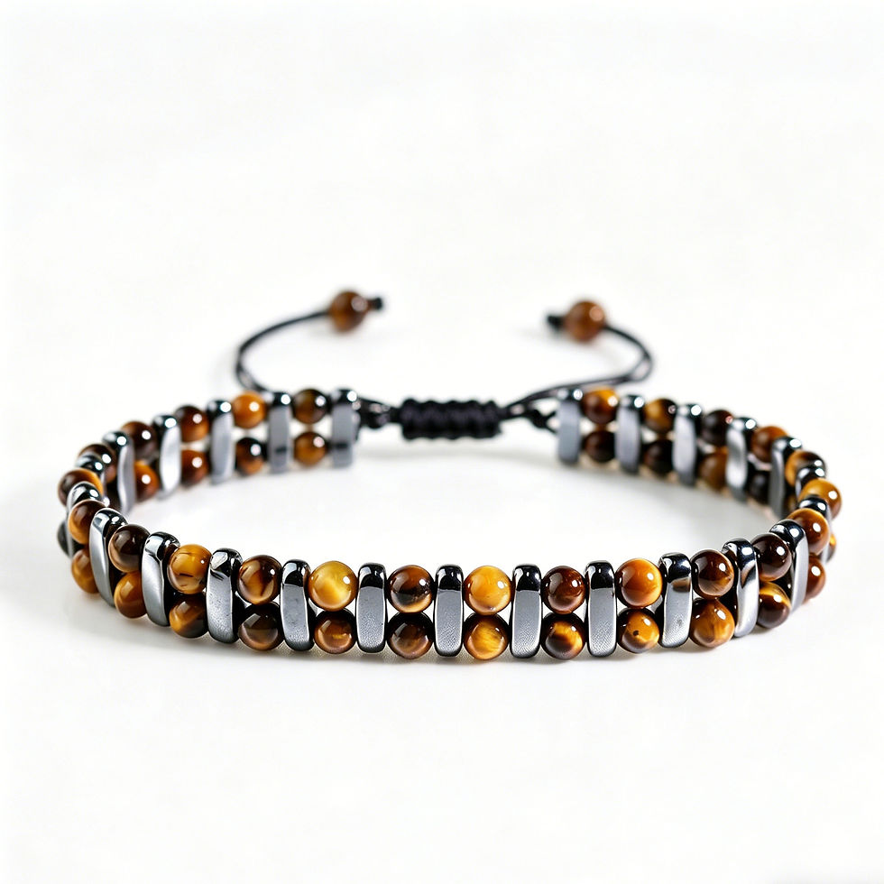 Thumbnail: Tiger Eye Stone Magnetic Woven Bracelet