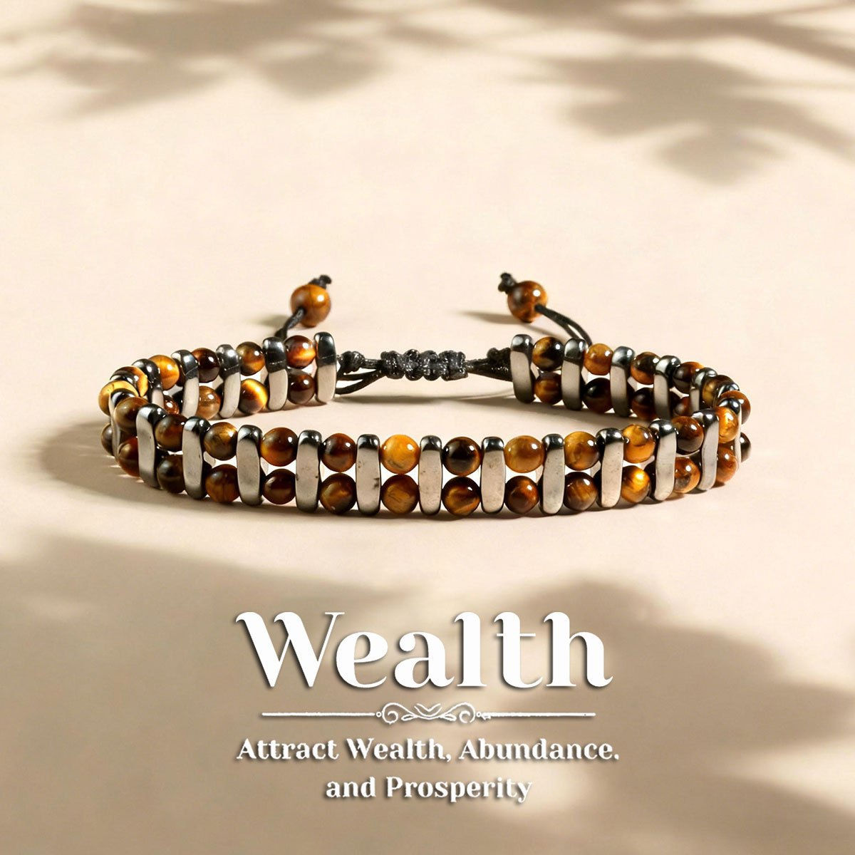 Tiger Eye Stone Magnetic Woven Bracelet