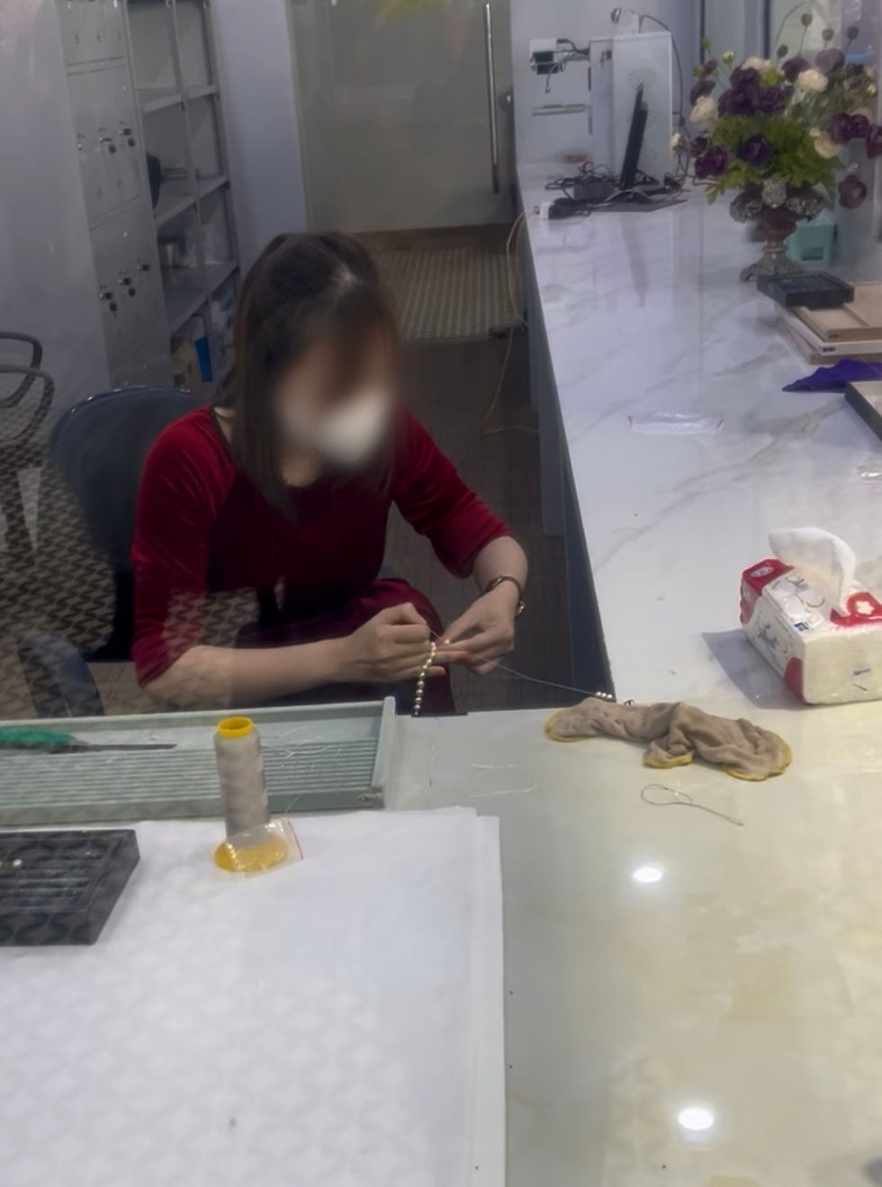 真珠のアクセサリー制作