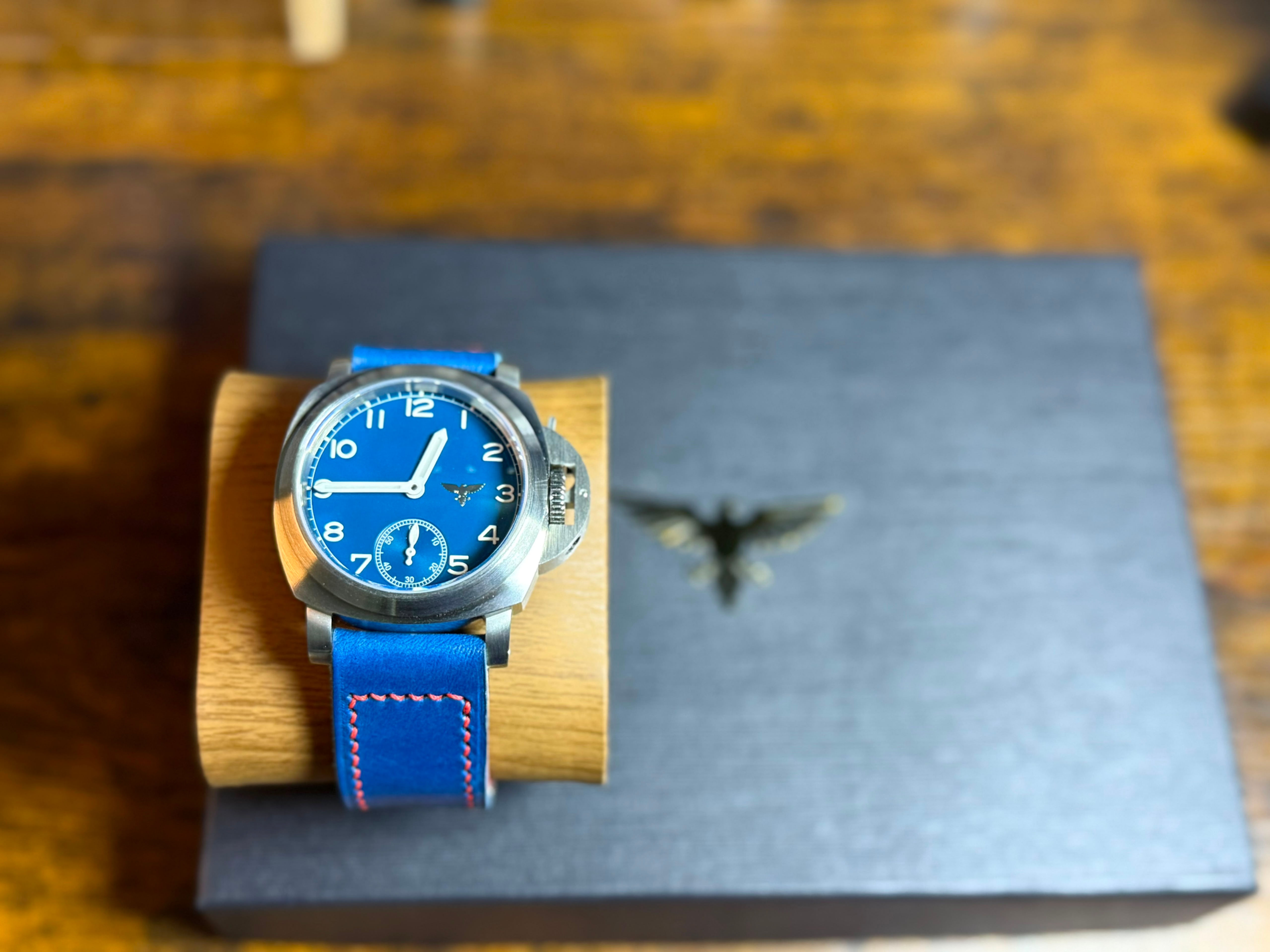 Qaiser Small Seconds Blue - one of one handmade manual wind 43mm Qaiser