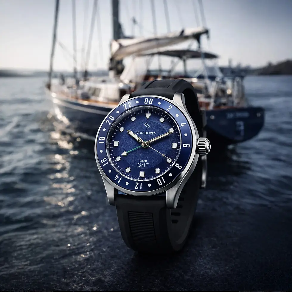 Thumbnail: Von Doren URÆD GMT Blue Swiss Auto 40mm