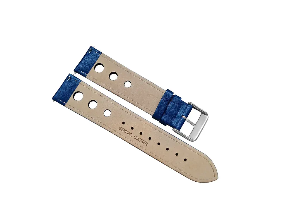 Thumbnail: Marchand Blue Leather Rally Watch Strap