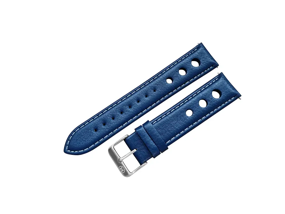 Thumbnail: Marchand Blue Leather Rally Watch Strap