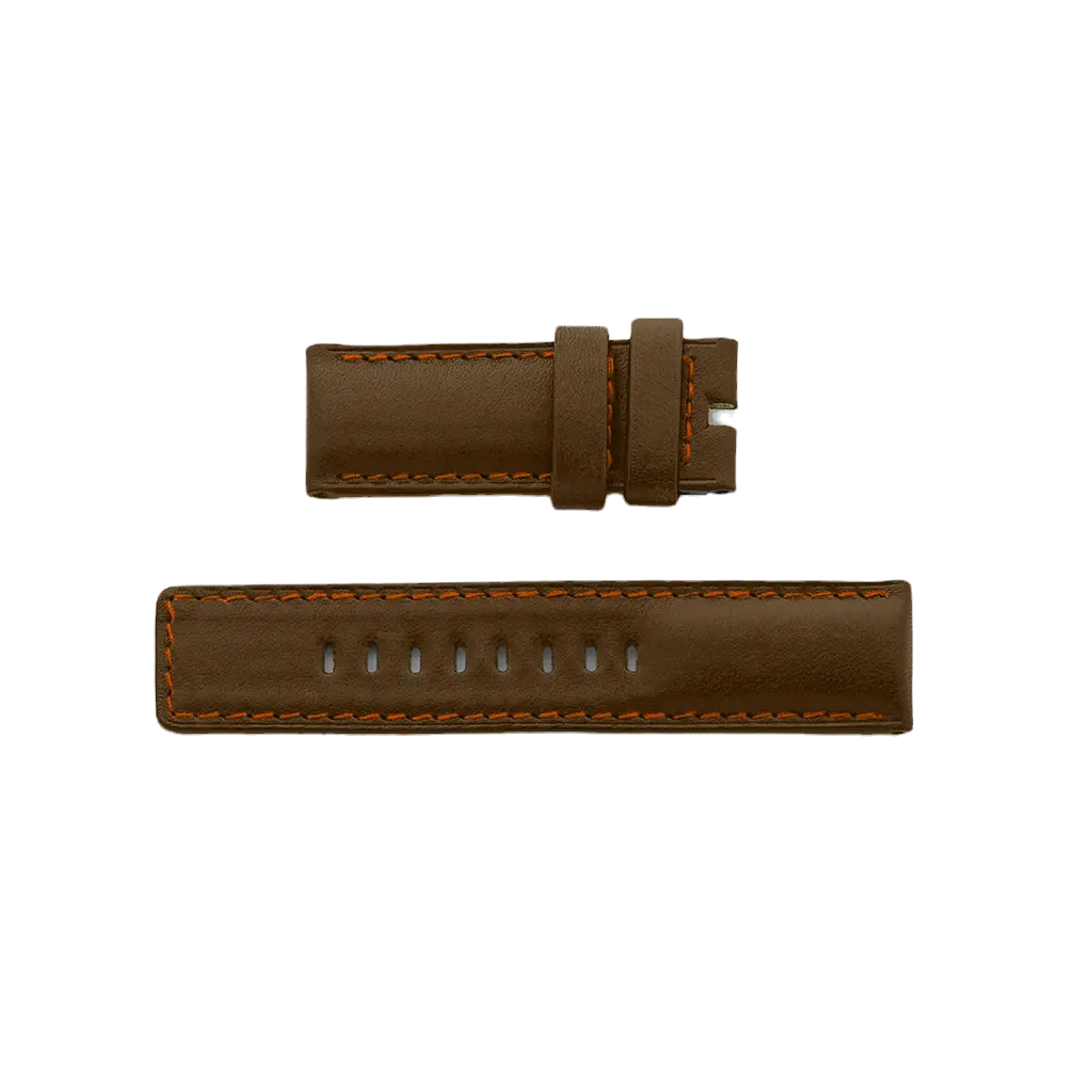 RALF TECH Chocolate & Orange leather strap 26mm