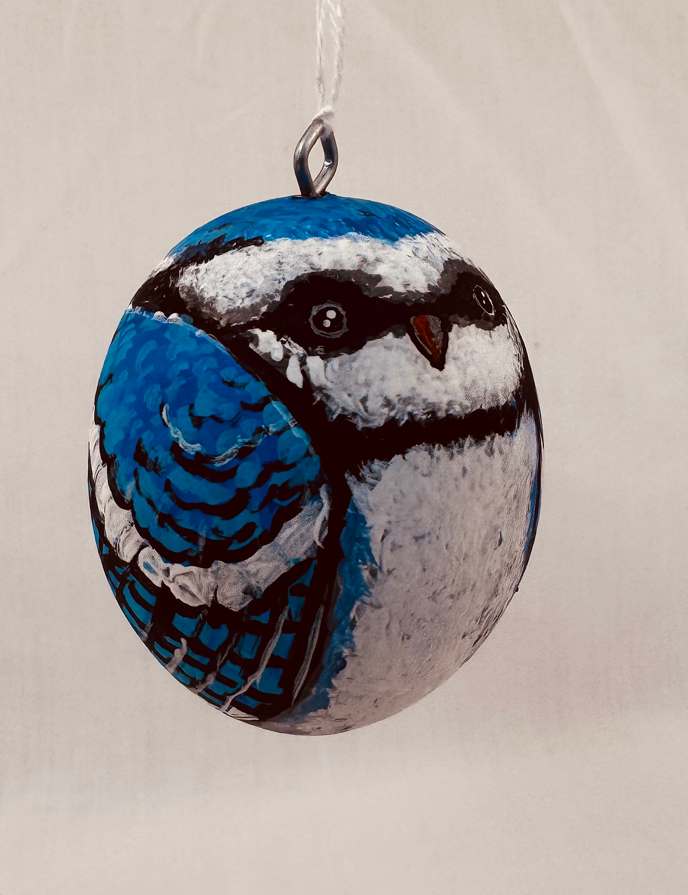 Thumbnail: Hand-Painted Gourd Ornament: The Blue Jay
