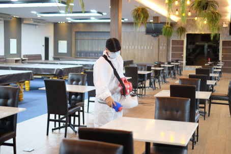 S1 Signature Snooker Club พ่นละอองกำจัดเชื้อไวรัส เชื้อโรค แบคทีเรีย ด้วยน้ำยา Nano 9