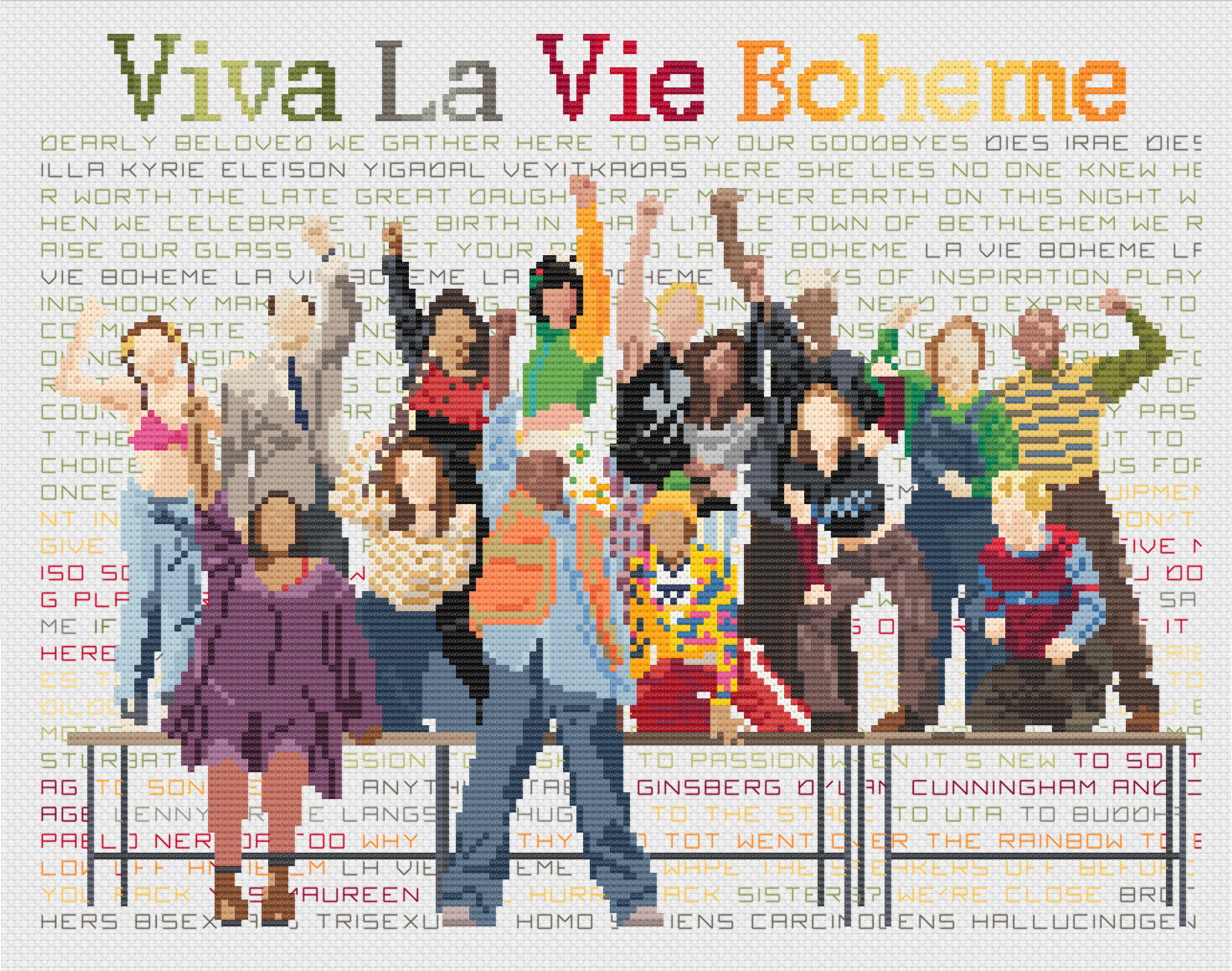 La Vie Boheme - RENT - PDF Cross Stitch Pattern