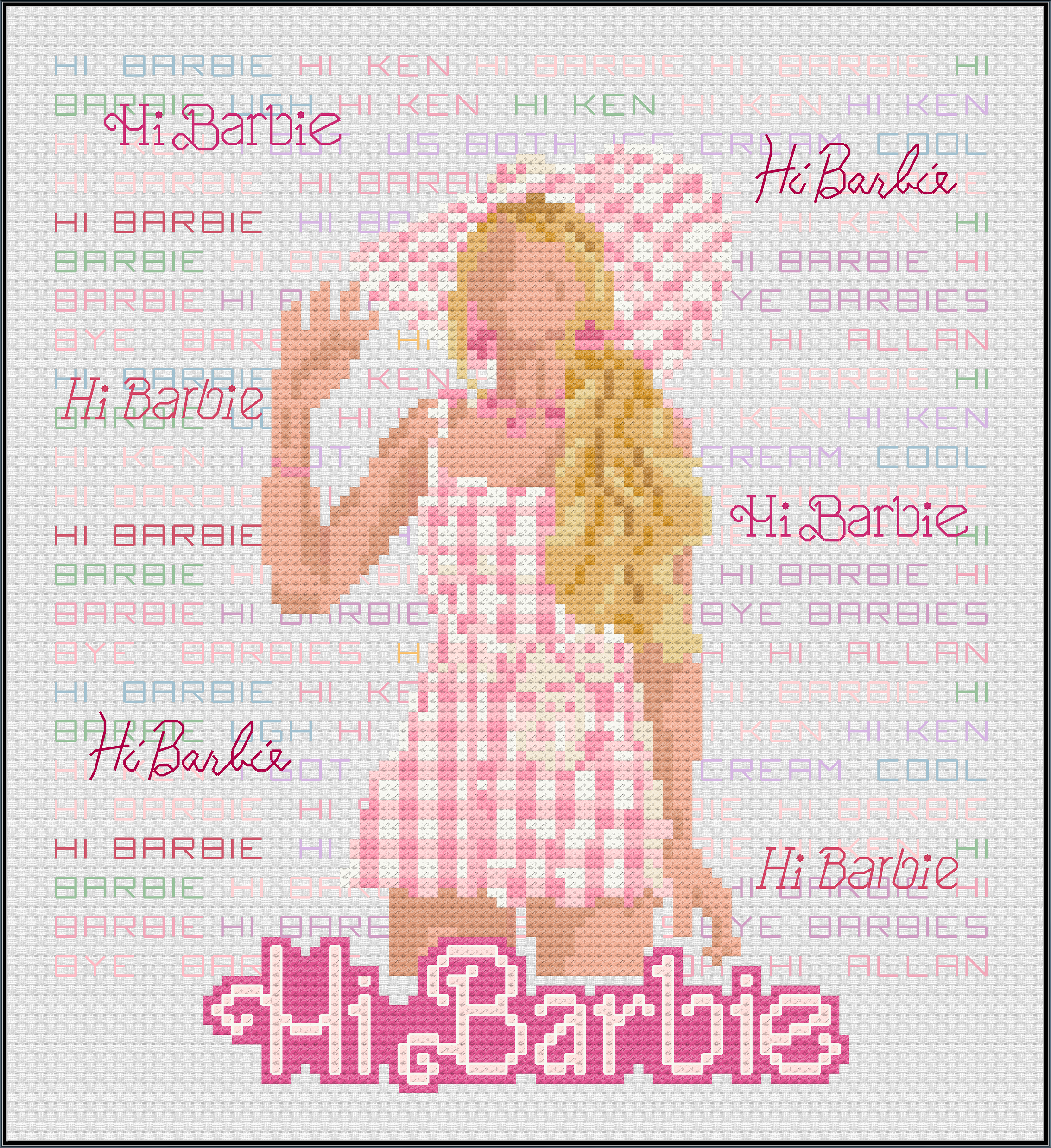Hi Barbie - The Barbie Movie - PDF Cross Stitch Pattern