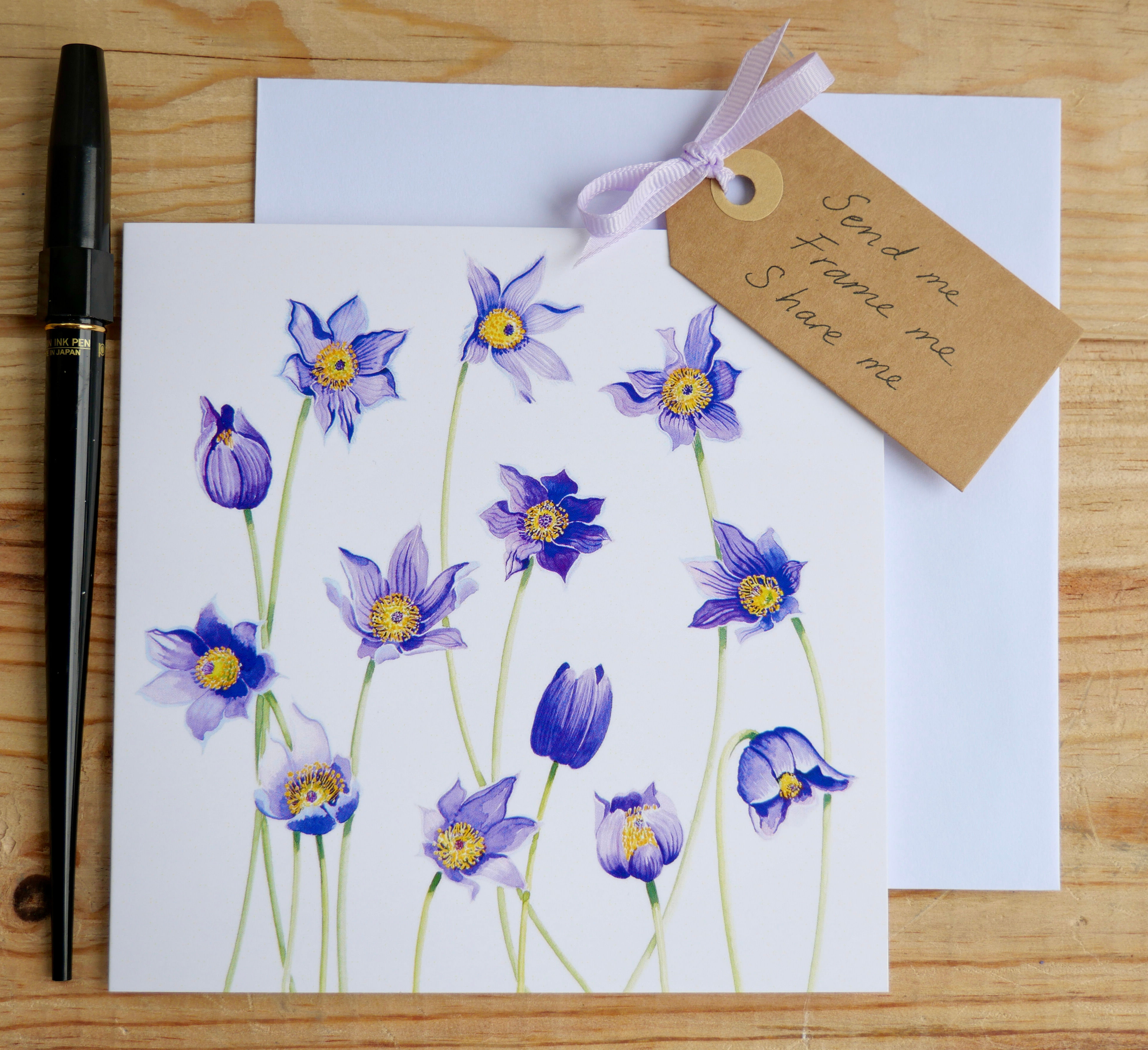 Pulsatilla. Greetings card