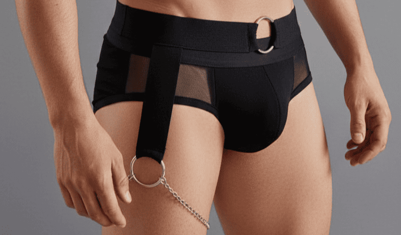 Miniatura: Jockstrap de malla con arnés metálico 