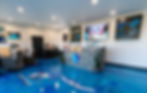 Commercial metallic epoxy floor with blue and black finish for New Braunfels Business..jpg