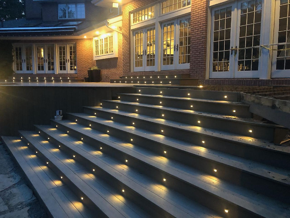 a deck with lights installed made by TNT Custom Decks and Remodeling