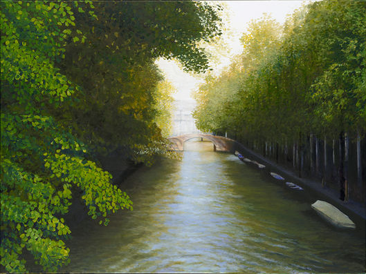 Fine art painting Dutch Canal Serenity