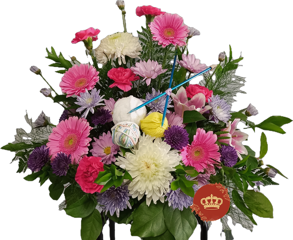 Knitting Needle and Yarn Funeral Arrangement