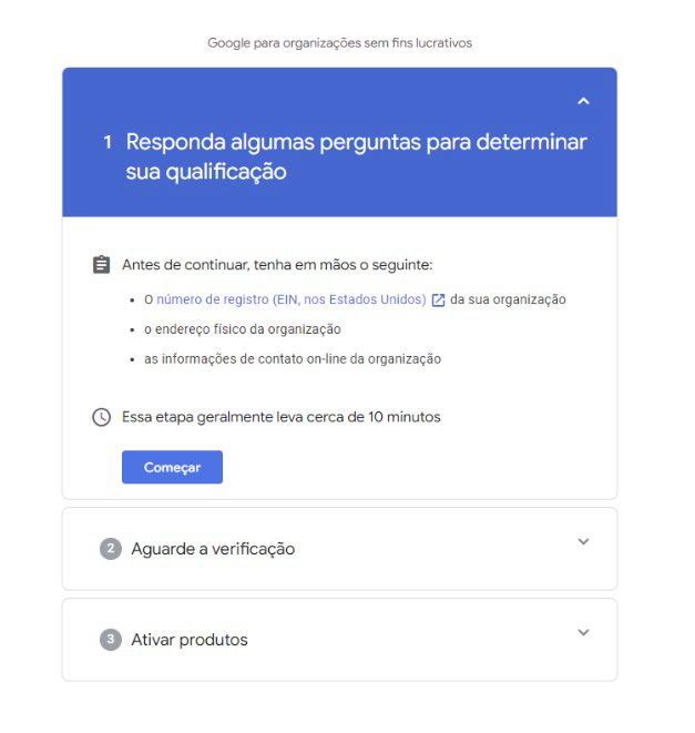 Perguntas a serem respondidas para iniciar o processo
