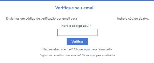Inserção de código de confirmação.
