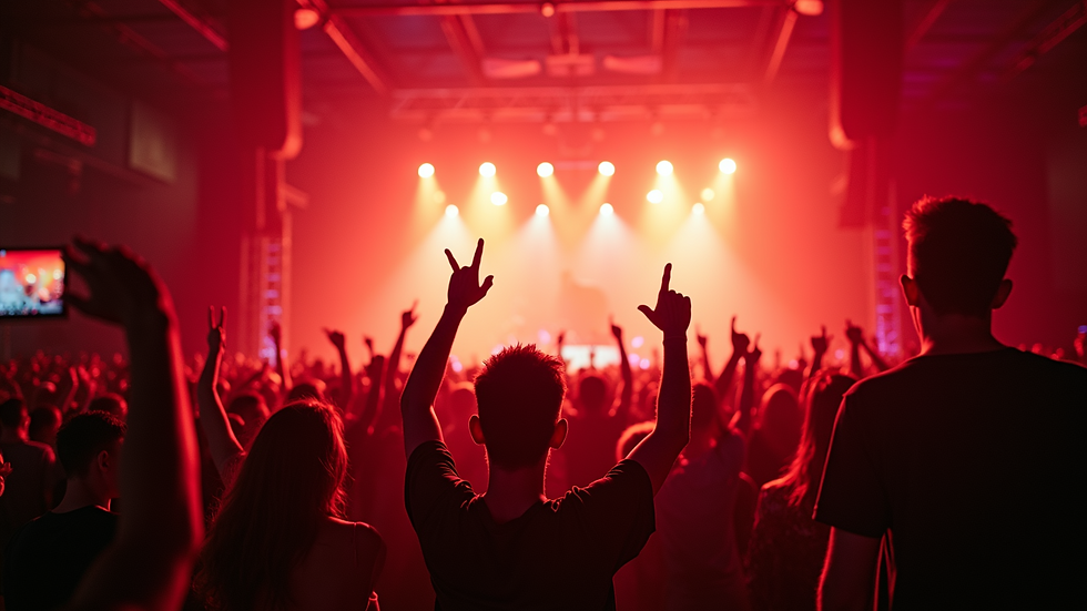 Eye-level view of a SNAFU concert with fans enjoying the performance