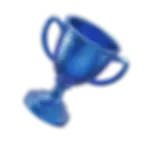 Metallic blue trophy cup on a black background