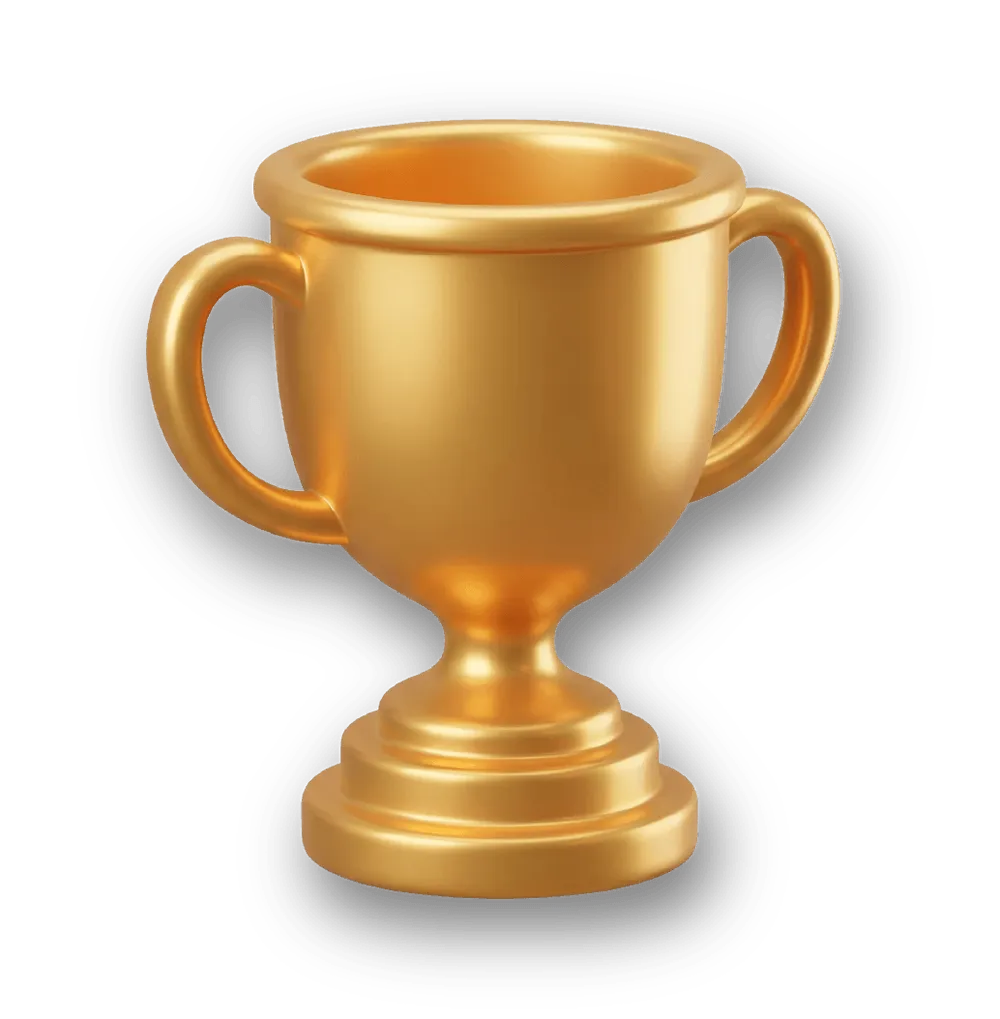 Small golden trophy cup with two handles