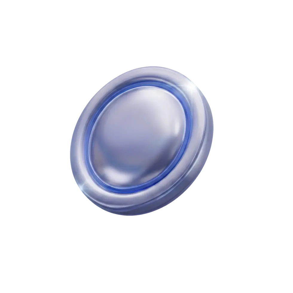Metallic blue circular disc on black background