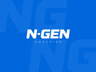 Blue background with bold white "N-GEN" logo and subtle enlarged lettering behind it.