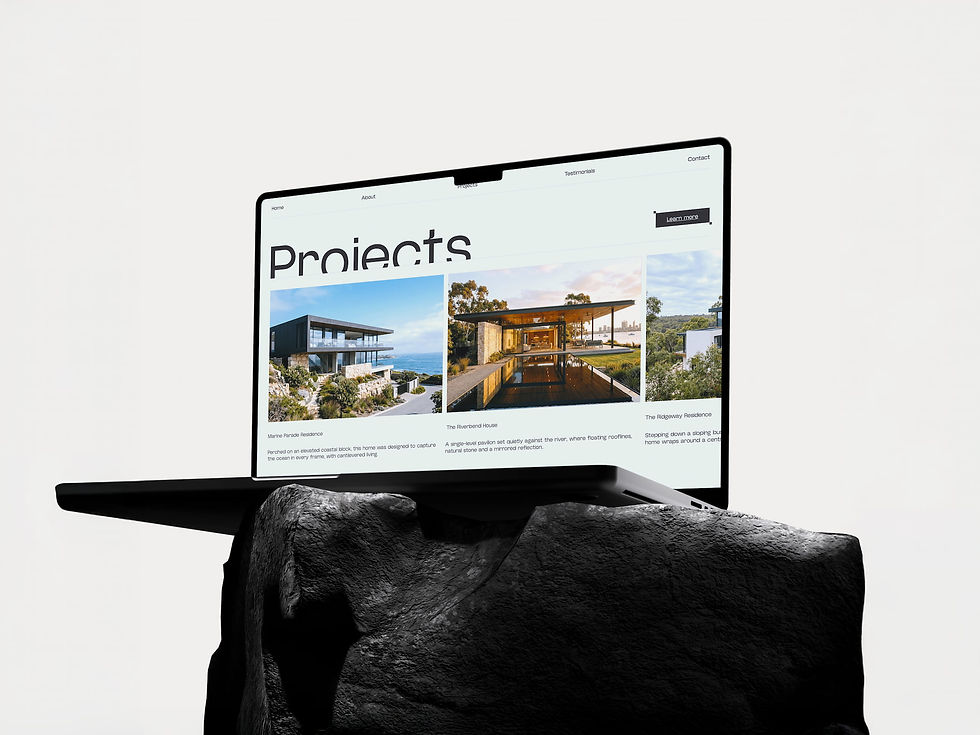 Lineá Homes website projects page on a laptop, showcasing modern luxury residences in Perth