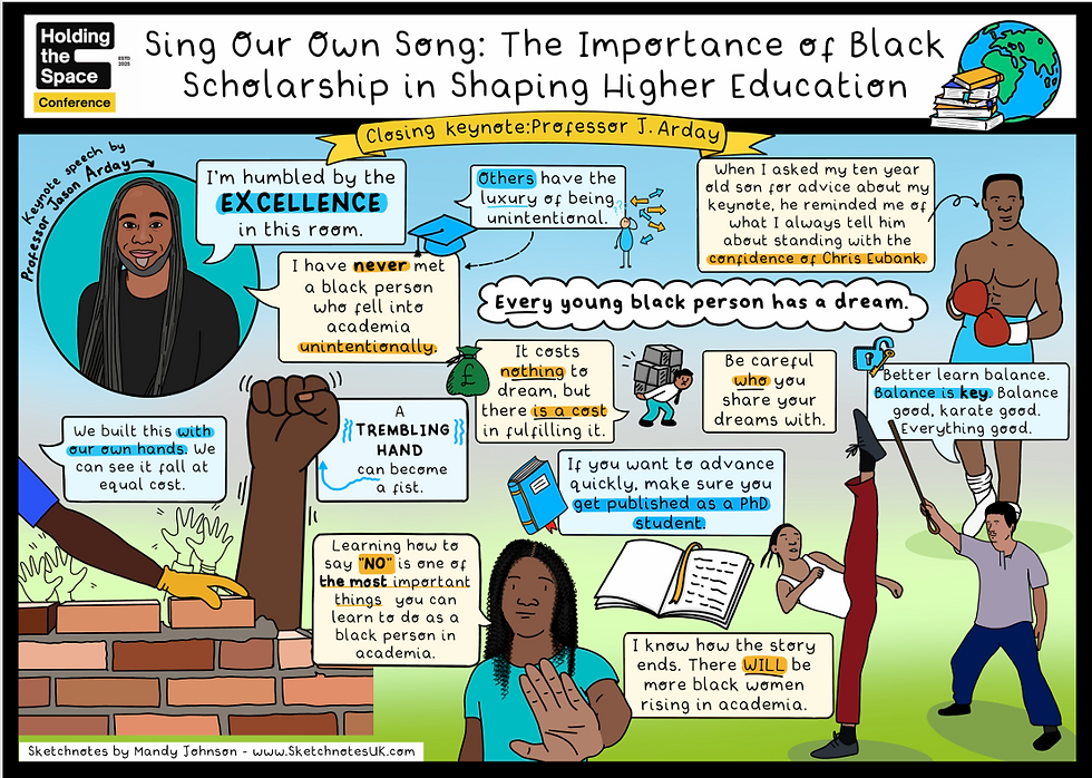 Digital sketchnote of the closing keynote by Professor Jason Arday
