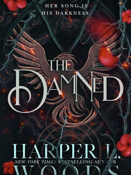 a bird with wings spread lies in front of crossed scythes with small red flowers and twigs  scattered around the outside.