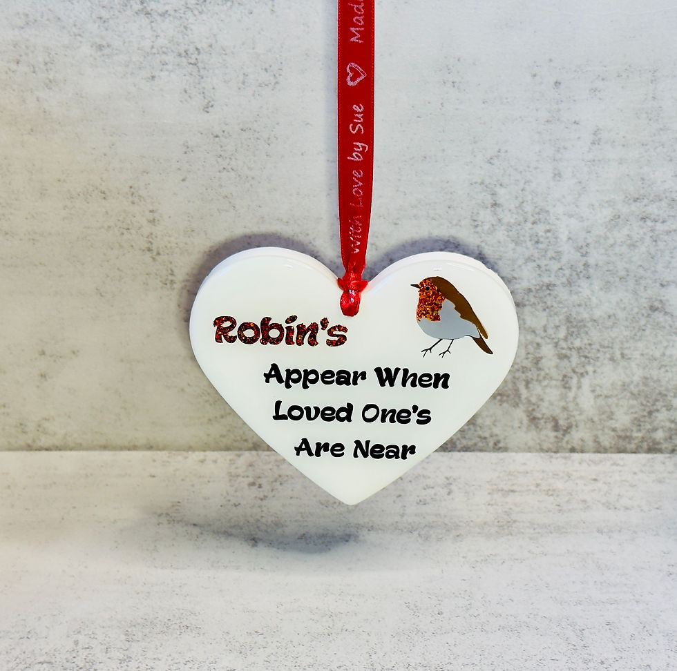 Handmade Resin Robin Heart