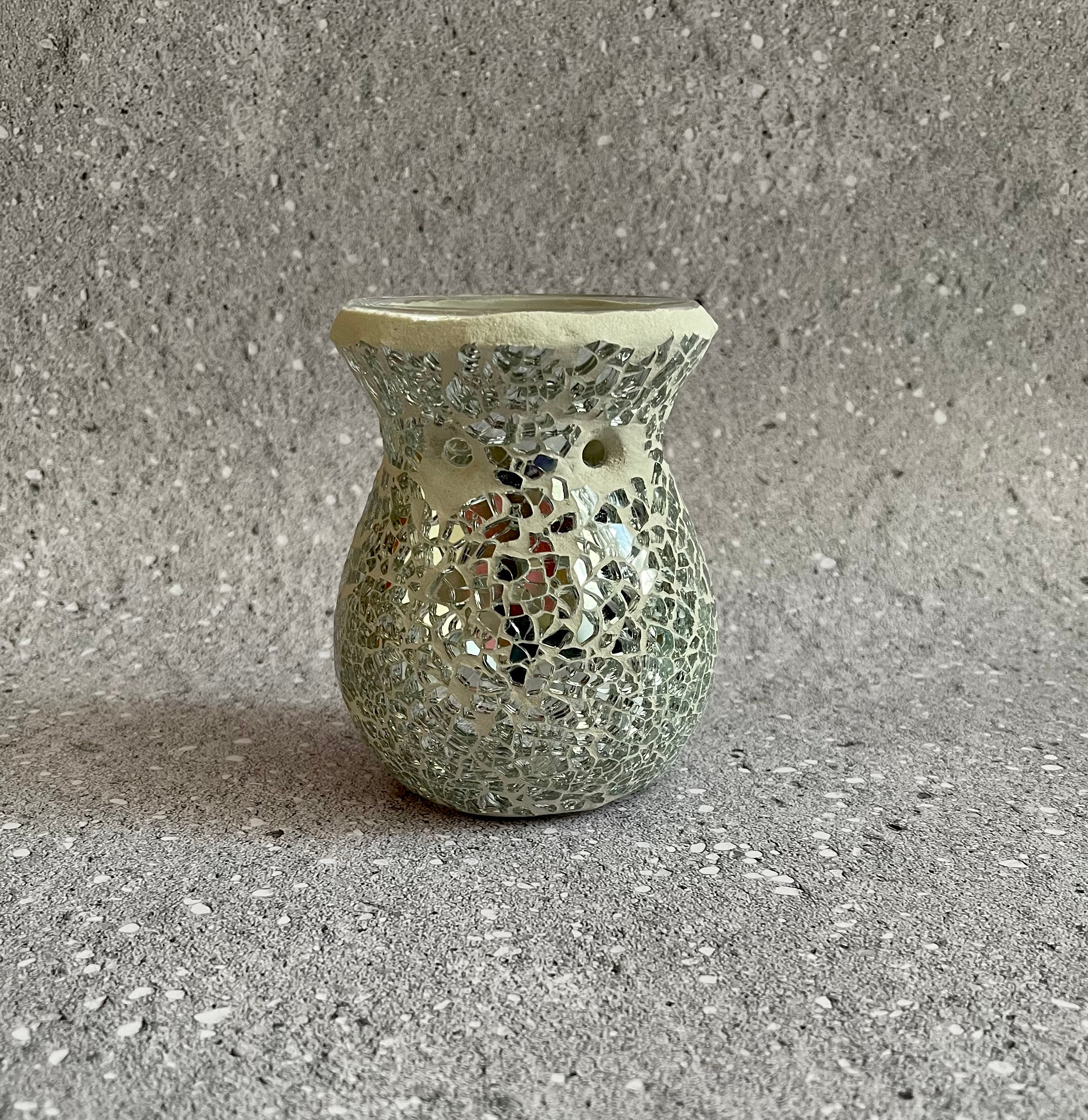 Silver Crackle Glass Wax Melt Burner