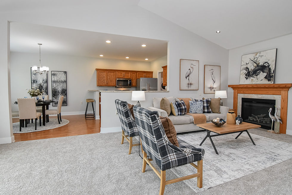 Senior living model townhome staging at Glenwood Place in Marshalltown Iowa with wide walkways