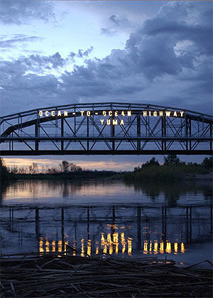 Ocean to Ocean Highway bridge in Yuma at dusk