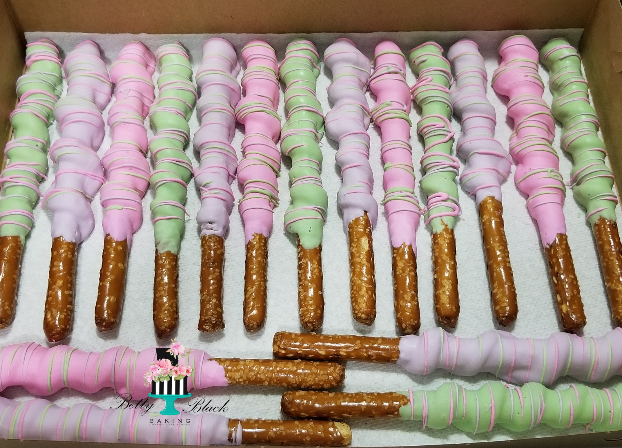 Chocolate caramel wrapped pretzels