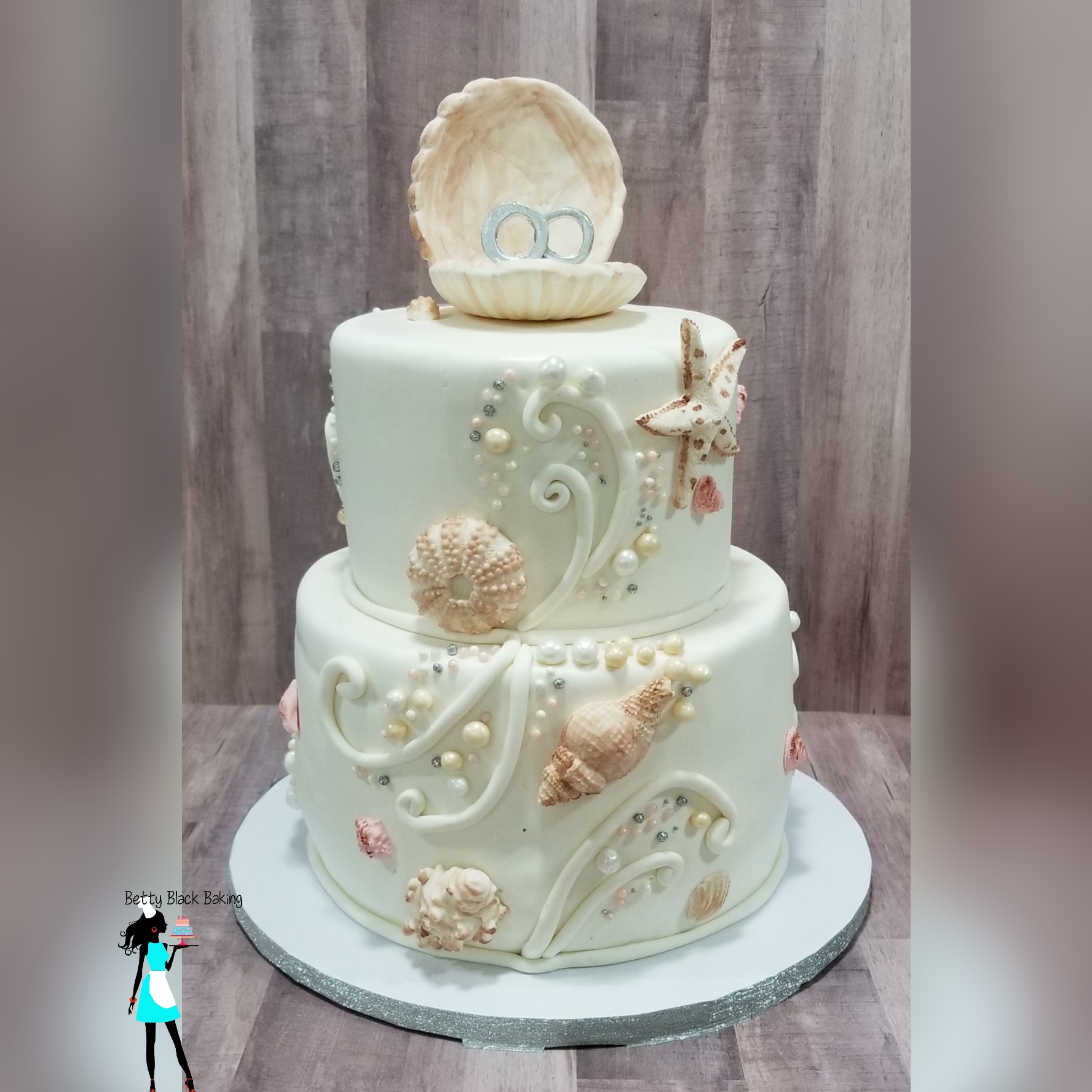 Beach theme Bridal shower cake