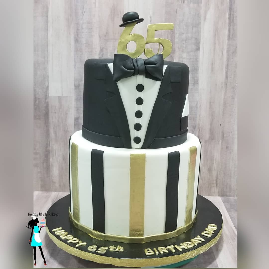 65th Tuxedo Birthday Cake