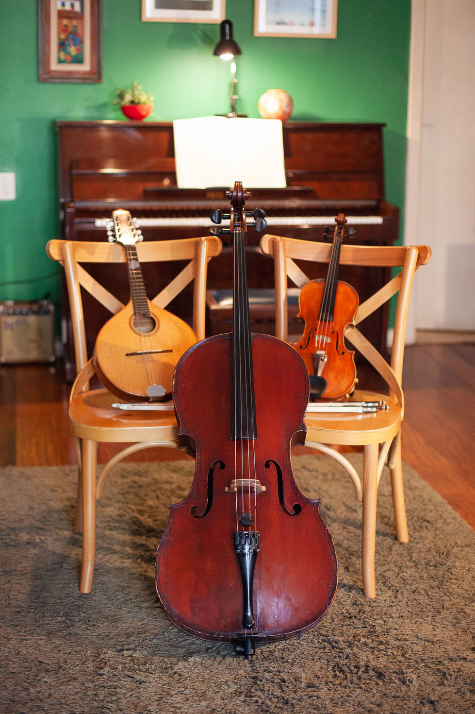 Cello, violino e bandolim