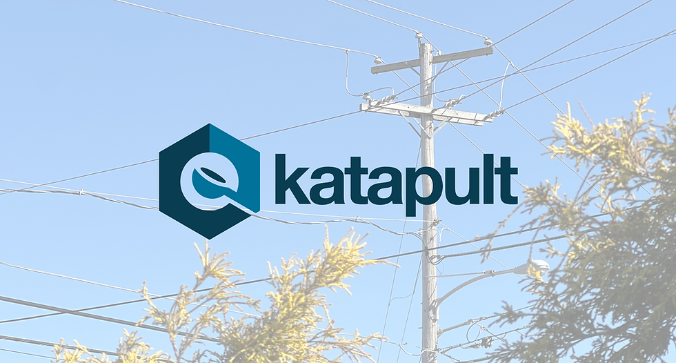 Katapult logo overlaid on a picture of a telephone pole.