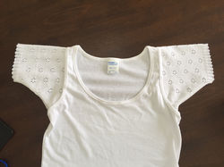 Attach knitted sleeve to fabric 1