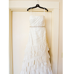 An example of a beautifully cleaned wedding dress